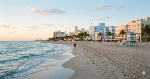 South Beach Miami shoreline in December morning light