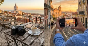 Comparison of Sony A7C II mirrorless camera and iPhone 17 Pro for travel photography.