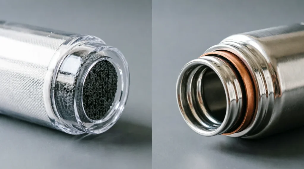 close-up of a filter-element-vs-vacuum-seal-design