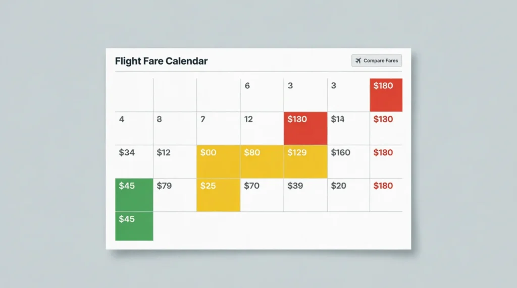 Google Flights date grid showing fare variation for flights to Bangkok Thailand