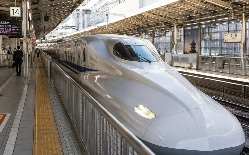Nozomi Shinkansen at Kyoto Station platform for Hiroshima