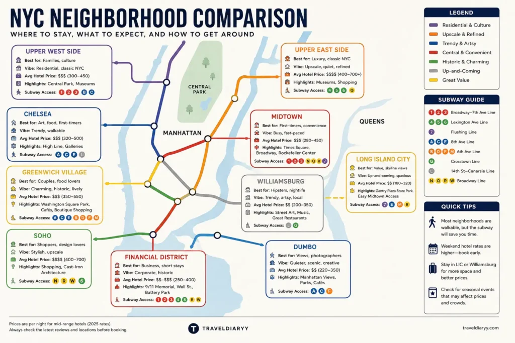 Midtown and downtown Manhattan comparison map