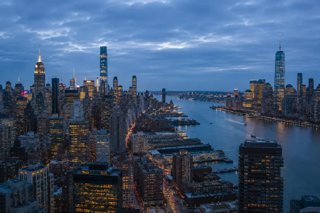 Midtown vs Downtown Manhattan skyline view for hotel choice