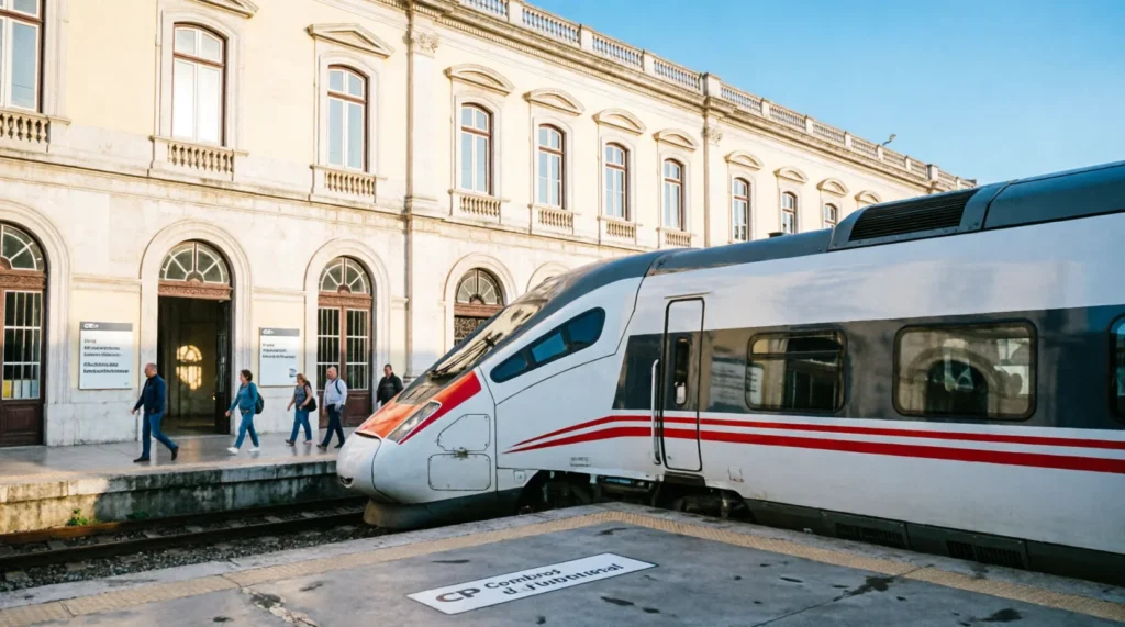 A high-speed Alfa Pendular train ready for departure in Lisbon.