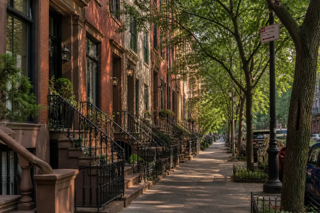 Quiet West Village street in the morning