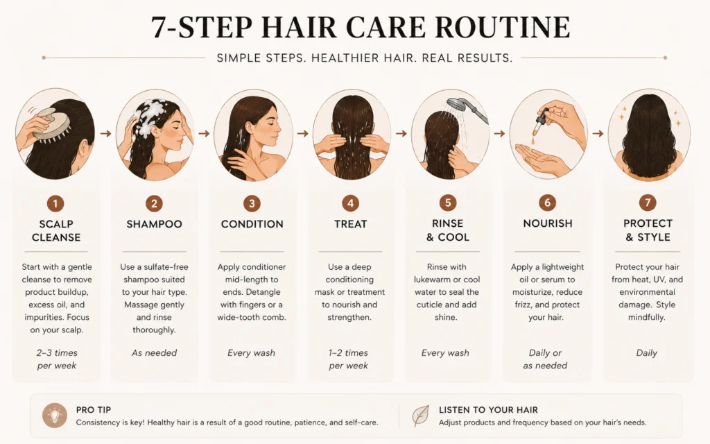 7-step hair care routine for healthier hair growth