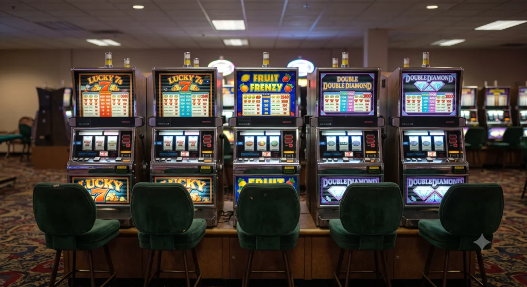 Gambling in Las Vegas: What Beginners Should Know Before They Play 233 Rows of slot machines on a Las Vegas casino floor.