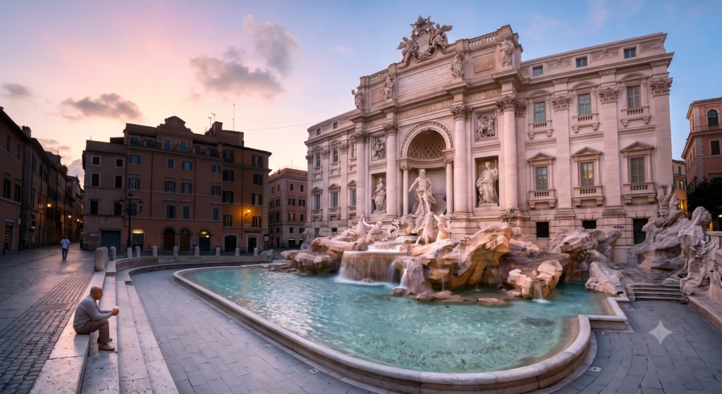 Trevi Fountain before peak visitor hours